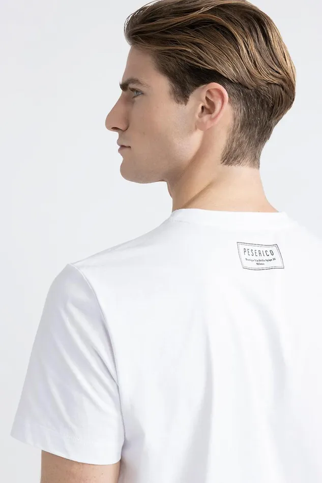 Peserico Polos And TShirts Man Soft Pure Cotton Jersey TShirt Pure White Peserico Polos And TShirts Man Soft Pure Cotton Jersey TShirt Pure White
