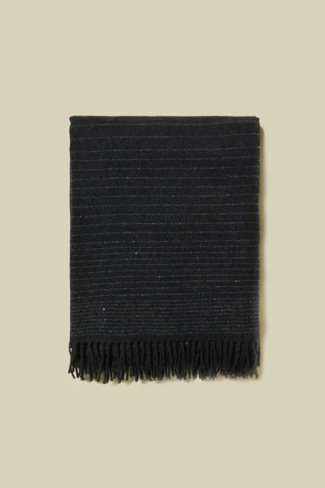 Peserico Scarves Woman Cape In Wool Cashmere And Sequins Graphite