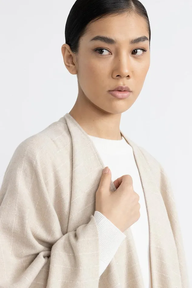 Peserico Scarves Woman Cape In Wool Cashmere And Sequins Hornbeam Peserico Scarves Woman Cape In Wool Cashmere And Sequins Hornbeam