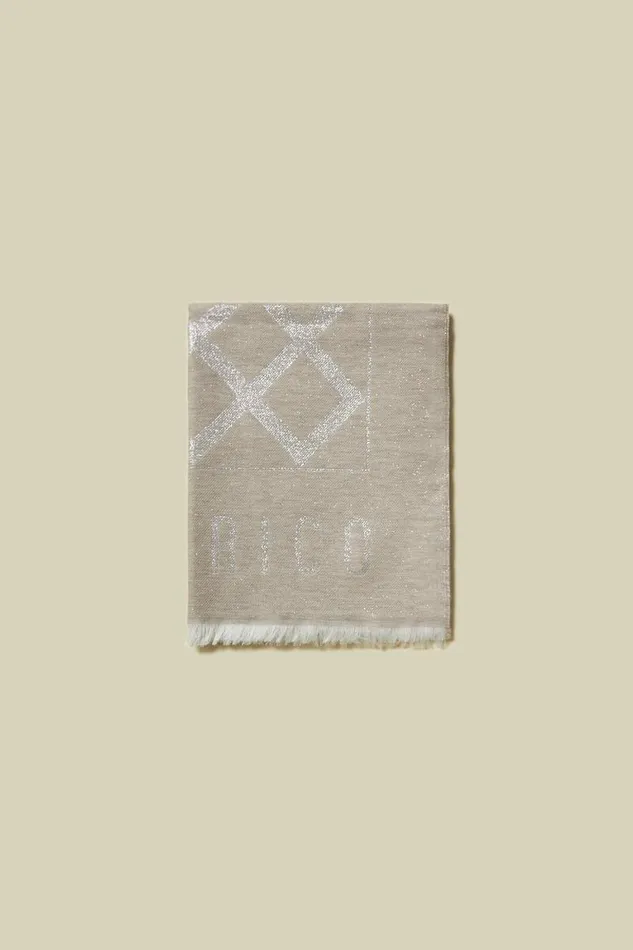 Peserico Scarves Woman Geometric Pattern Wool And Modal Stole Barley