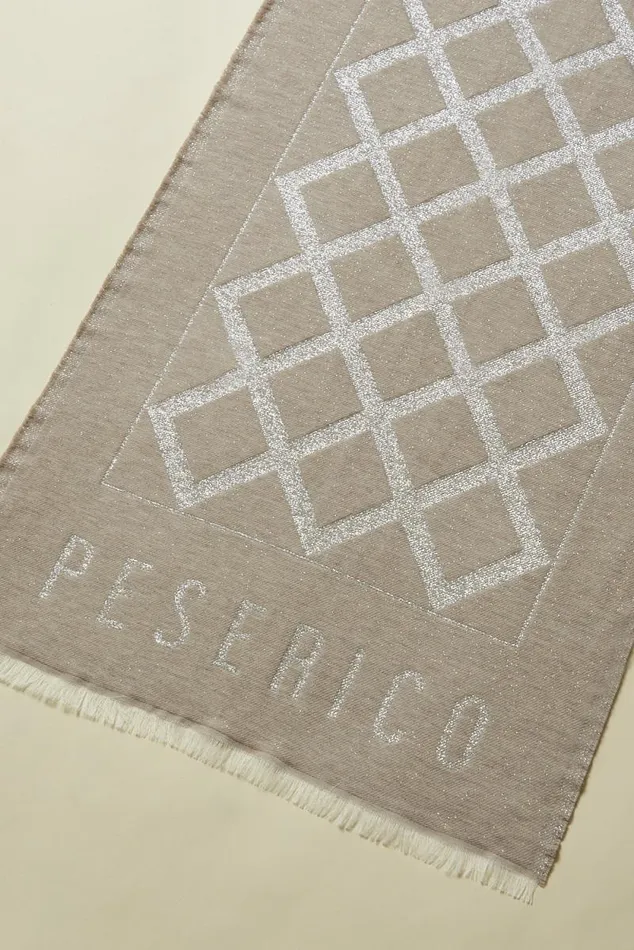 Peserico Scarves Woman Geometric Pattern Wool And Modal Stole Barley Peserico Scarves Woman Geometric Pattern Wool And Modal Stole Barley