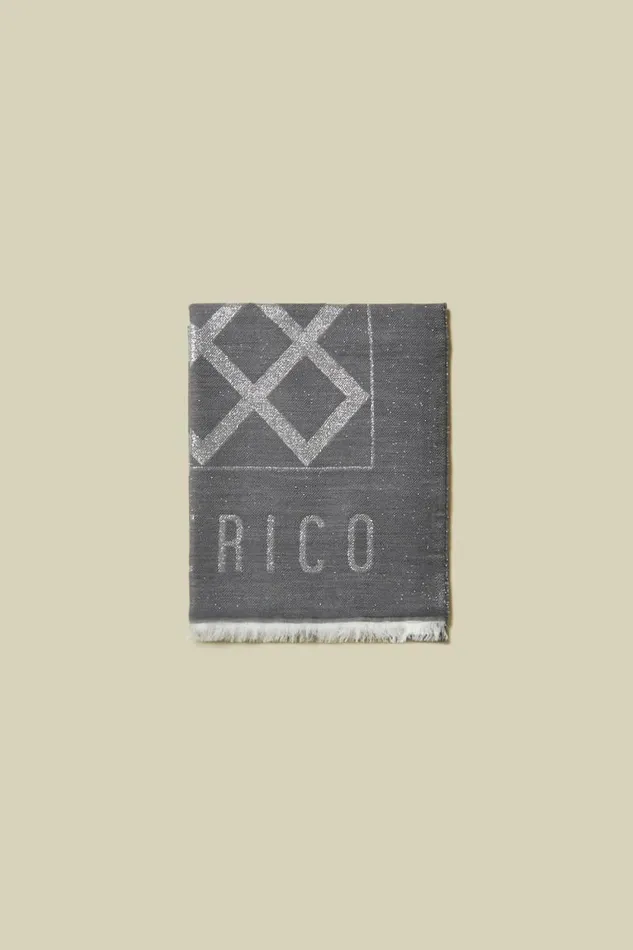 Peserico Scarves Woman Geometric Pattern Wool And Modal Stole Granite