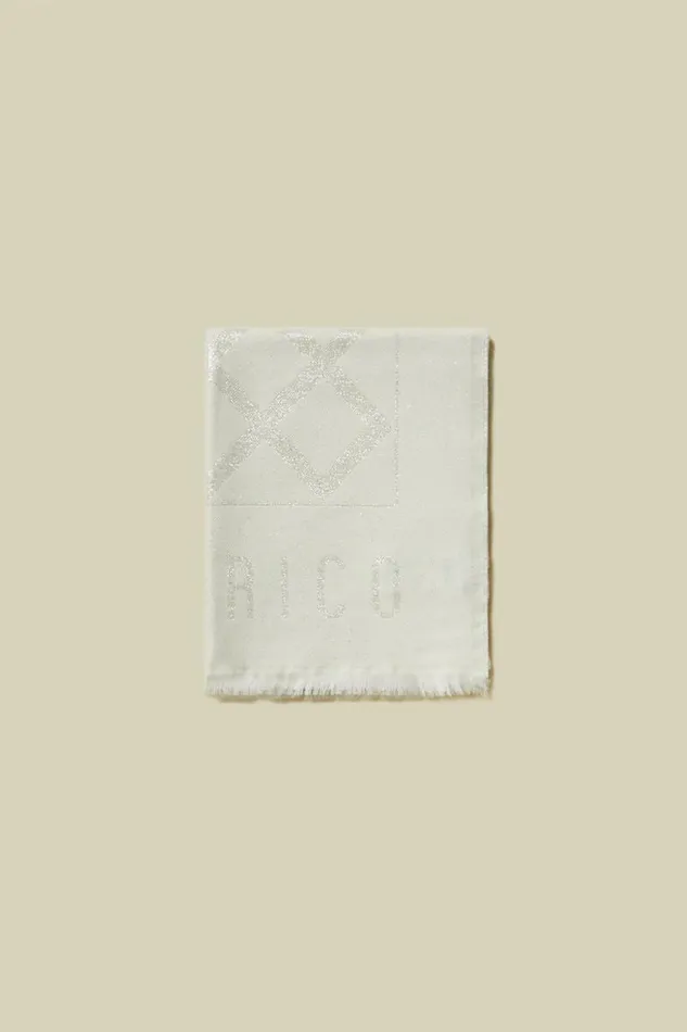 Peserico Scarves Woman Geometric Pattern Wool And Modal Stole Natural White