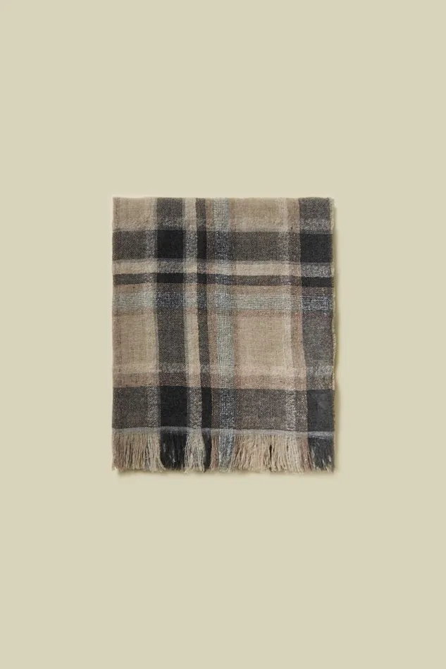 Peserico Scarves Woman Striped Wool Blend Stole Granite