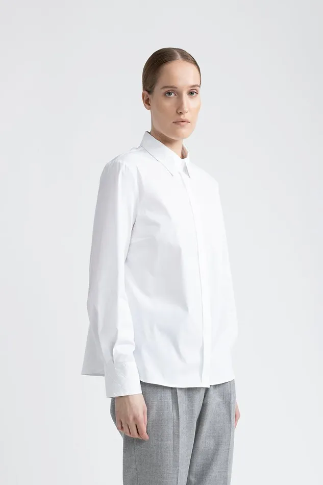 Peserico Shirts And Blouses Woman Cotton Poplin Shirt With Sequins Pure White Peserico Shirts And Blouses Woman Cotton Poplin Shirt With Sequins Pure White