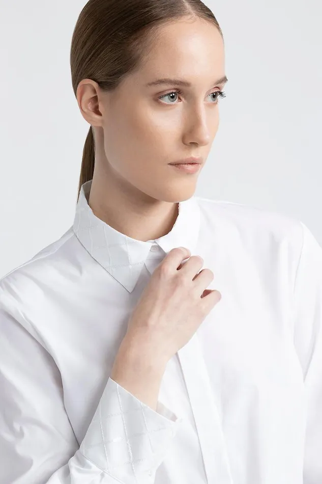 Peserico Shirts And Blouses Woman Cotton Poplin Shirt With Sequins Pure White Peserico Shirts And Blouses Woman Cotton Poplin Shirt With Sequins Pure White