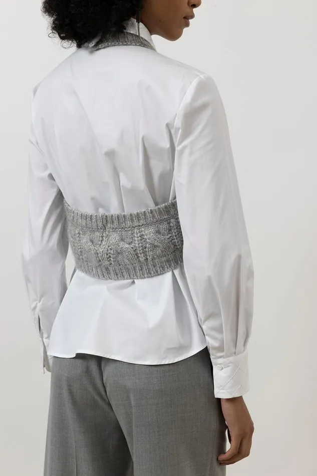 Peserico Shirts And Blouses Woman Cotton Poplin Shirt With Sequins Pure White Peserico Shirts And Blouses Woman Cotton Poplin Shirt With Sequins Pure White
