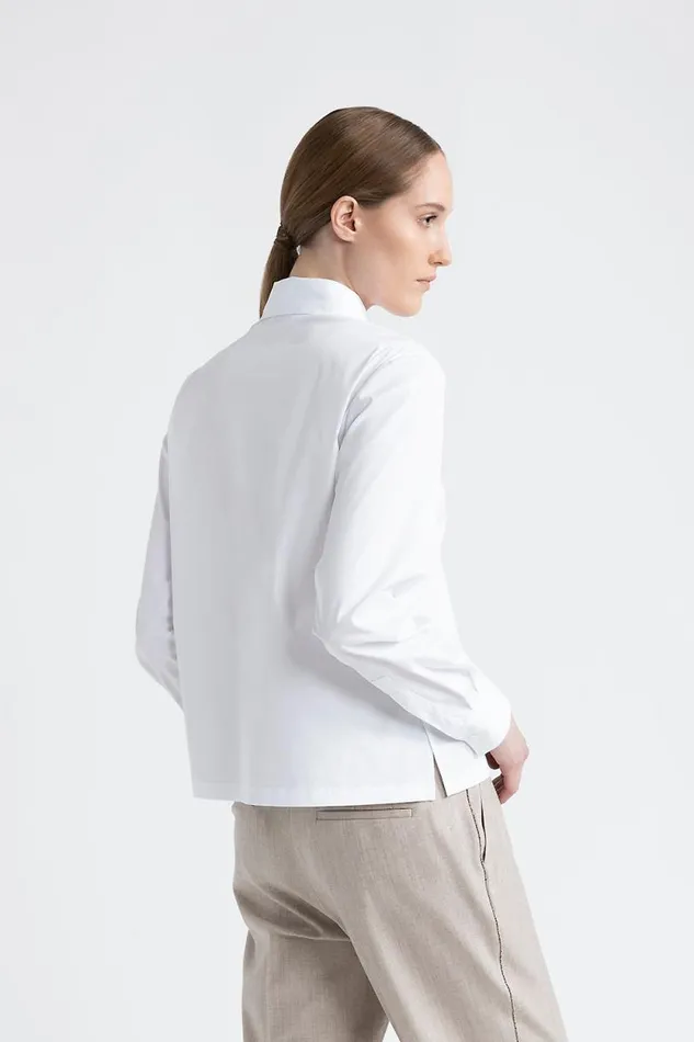 Peserico Shirts And Blouses Woman Cotton Shirt With Punto Luce Trim Pure White Peserico Shirts And Blouses Woman Cotton Shirt With Punto Luce Trim Pure White