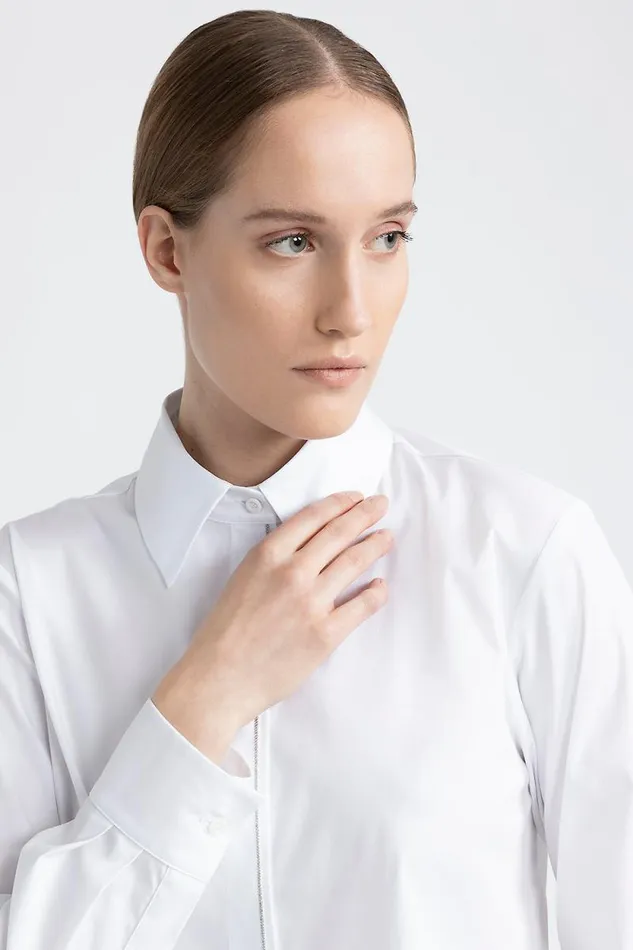 Peserico Shirts And Blouses Woman Cotton Shirt With Punto Luce Trim Pure White Peserico Shirts And Blouses Woman Cotton Shirt With Punto Luce Trim Pure White