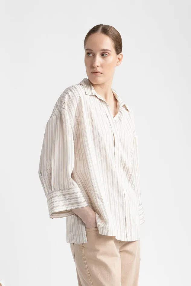 Peserico Shirts And Blouses Woman Cotton Silk Shirt Chestnut