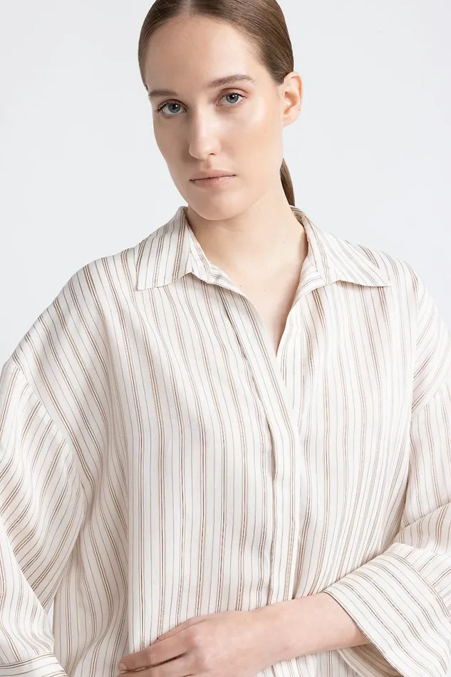 Peserico Shirts And Blouses Woman Cotton Silk Shirt Chestnut Peserico Shirts And Blouses Woman Cotton Silk Shirt Chestnut