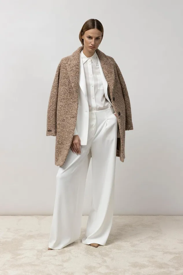 Peserico Shirts And Blouses Woman Silk Shirt With Punto Luce Trim Natural White Peserico Shirts And Blouses Woman Silk Shirt With Punto Luce Trim Natural White