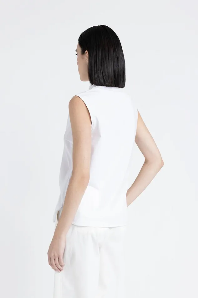 Peserico Shirts And Blouses Woman Sleeveless Poplin Shirt Pure White Peserico Shirts And Blouses Woman Sleeveless Poplin Shirt Pure White