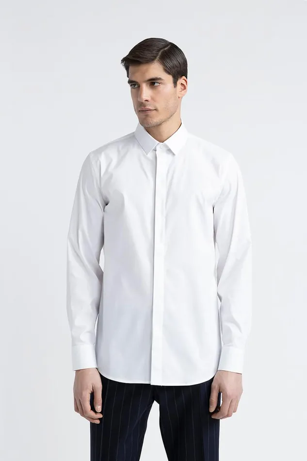 Peserico Shirts Man Cotton Dress Shirt Pure White