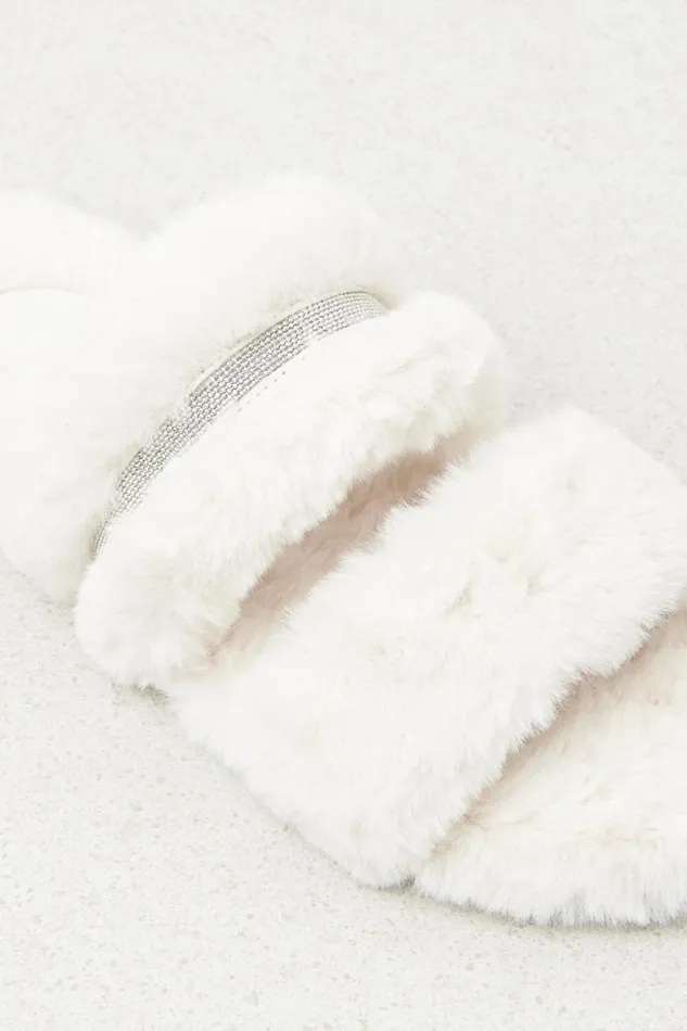 Peserico Shoes Woman EcoFur And Suede Flat Sandal Natural White