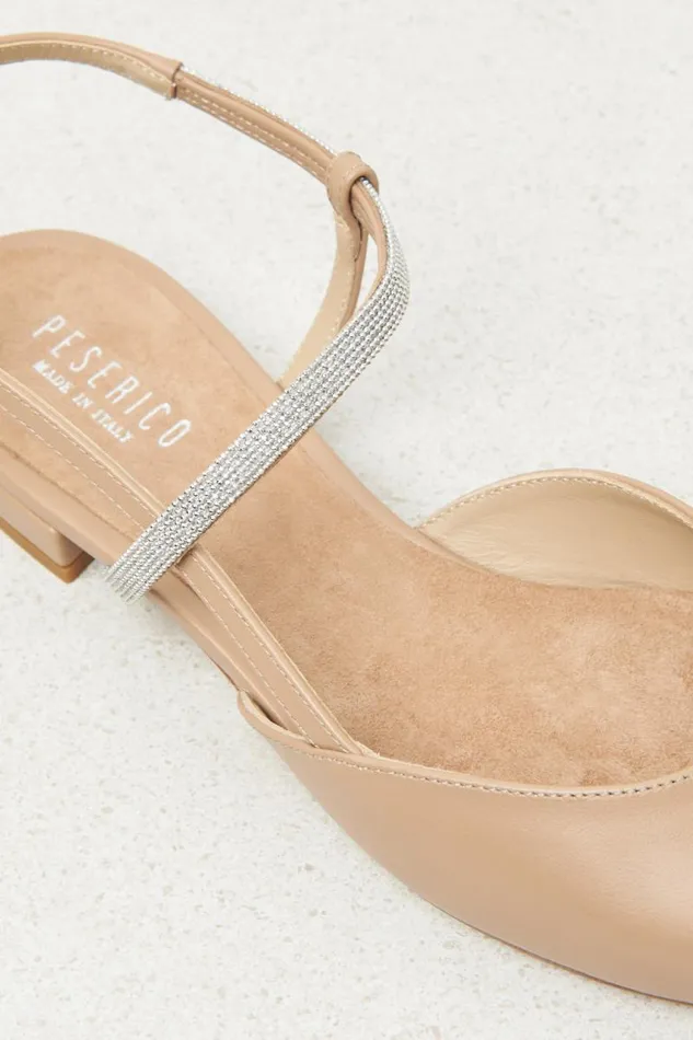 Peserico Shoes Woman Flat Leather Slingback Pumps With Punto Luce Macchiato Peserico Shoes Woman Flat Leather Slingback Pumps With Punto Luce Macchiato