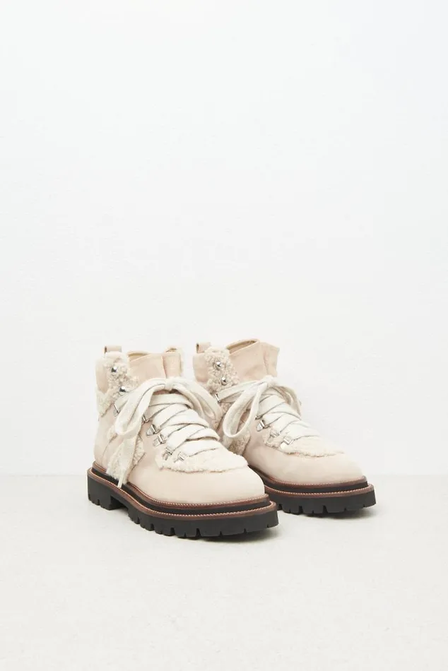 Peserico Shoes Woman Real Leather And EcoFur Hiking Boots Barley