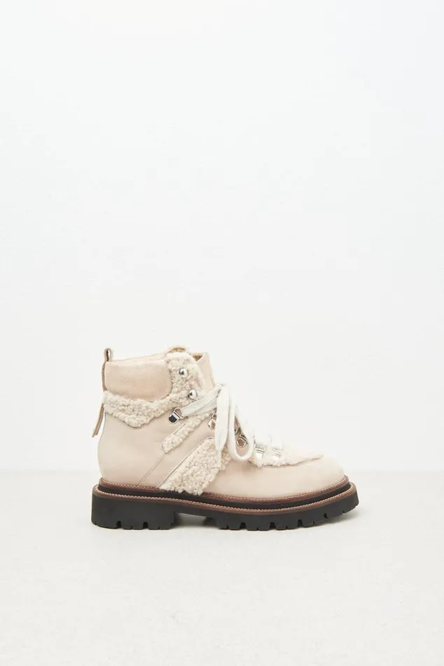 Peserico Shoes Woman Real Leather And EcoFur Hiking Boots Barley Peserico Shoes Woman Real Leather And EcoFur Hiking Boots Barley