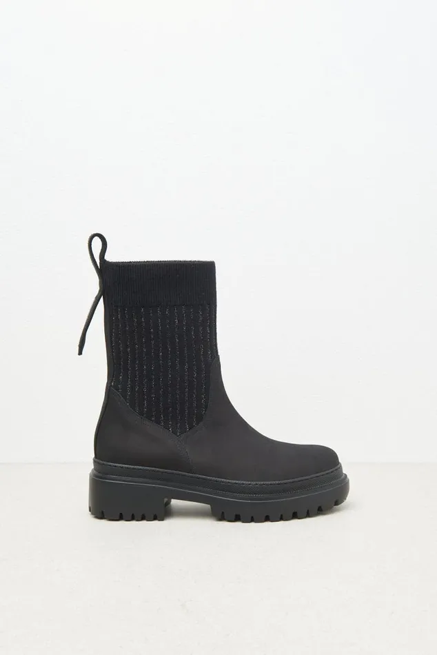 Peserico Shoes Woman Real Leather And Wool Boots Black Peserico Shoes Woman Real Leather And Wool Boots Black