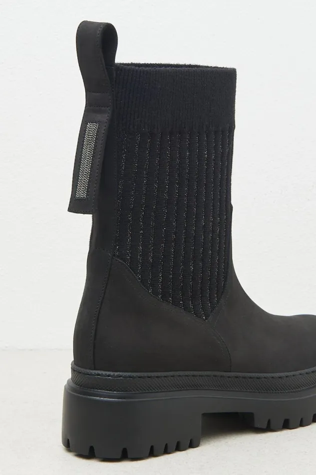 Peserico Shoes Woman Real Leather And Wool Boots Black Peserico Shoes Woman Real Leather And Wool Boots Black
