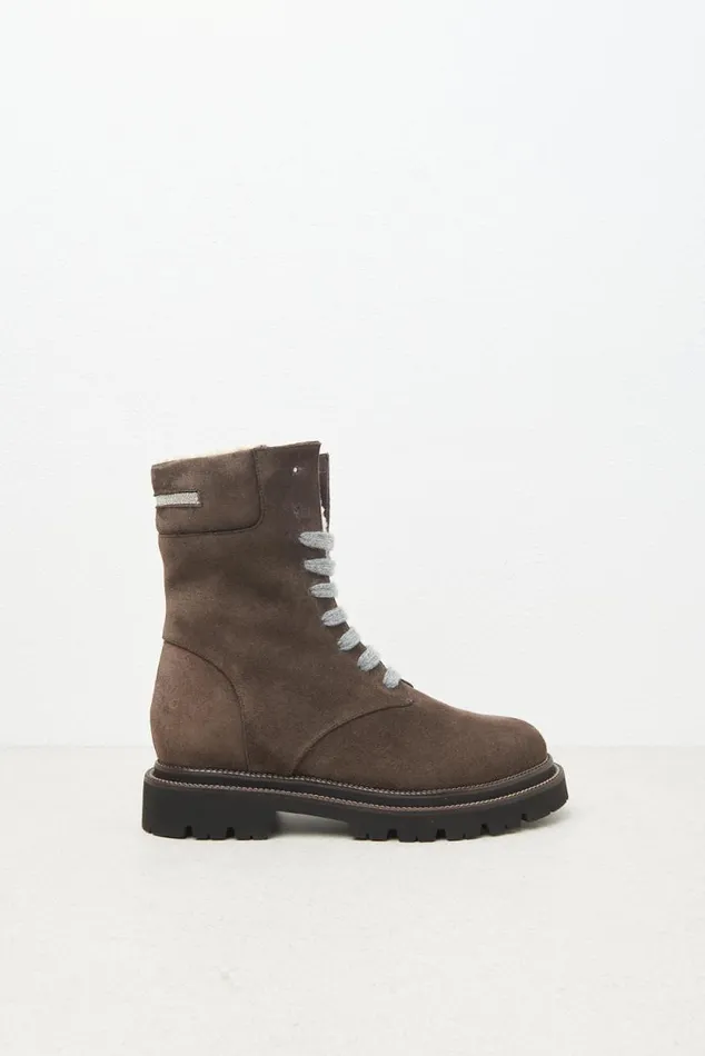 Peserico Shoes Woman Real Leather Combat Boots Walnut Peserico Shoes Woman Real Leather Combat Boots Walnut