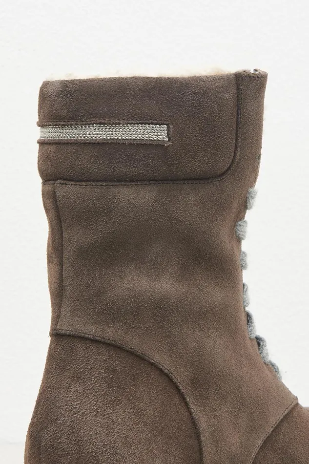 Peserico Shoes Woman Real Leather Combat Boots Walnut Peserico Shoes Woman Real Leather Combat Boots Walnut