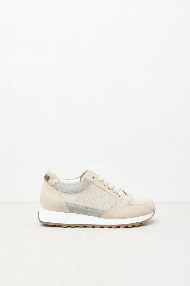 Peserico Shoes Woman Suede Nubuck Leather Sneakers Barley Peserico Shoes Woman Suede Nubuck Leather Sneakers Barley