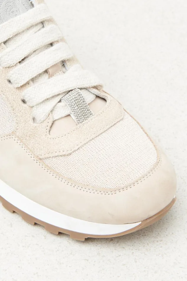 Peserico Shoes Woman Suede Nubuck Leather Sneakers Barley Peserico Shoes Woman Suede Nubuck Leather Sneakers Barley
