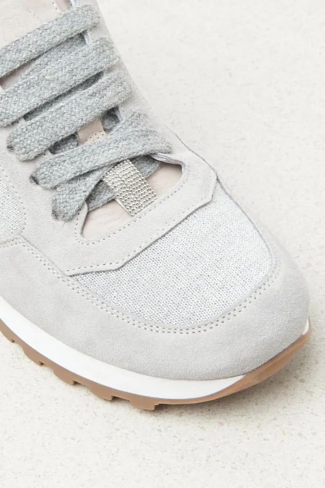 Peserico Shoes Woman Suede Nubuck Leather Sneakers Fog Gray Peserico Shoes Woman Suede Nubuck Leather Sneakers Fog Gray