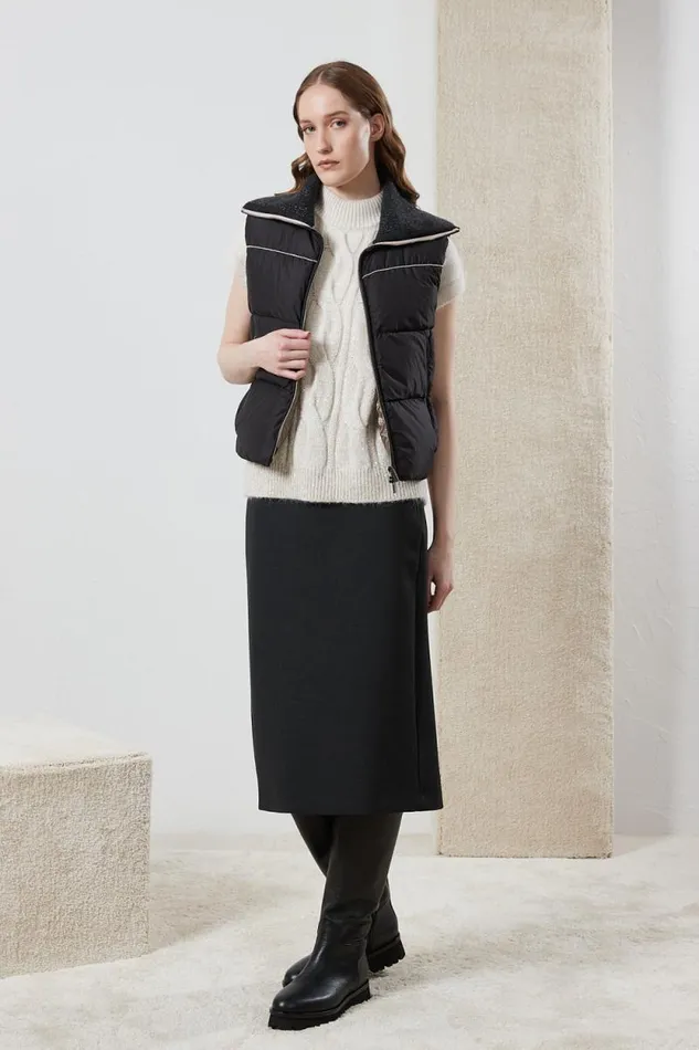 Peserico Skirts Woman Double Technical Fabric Midi Skirt Graphite Peserico Skirts Woman Double Technical Fabric Midi Skirt Graphite