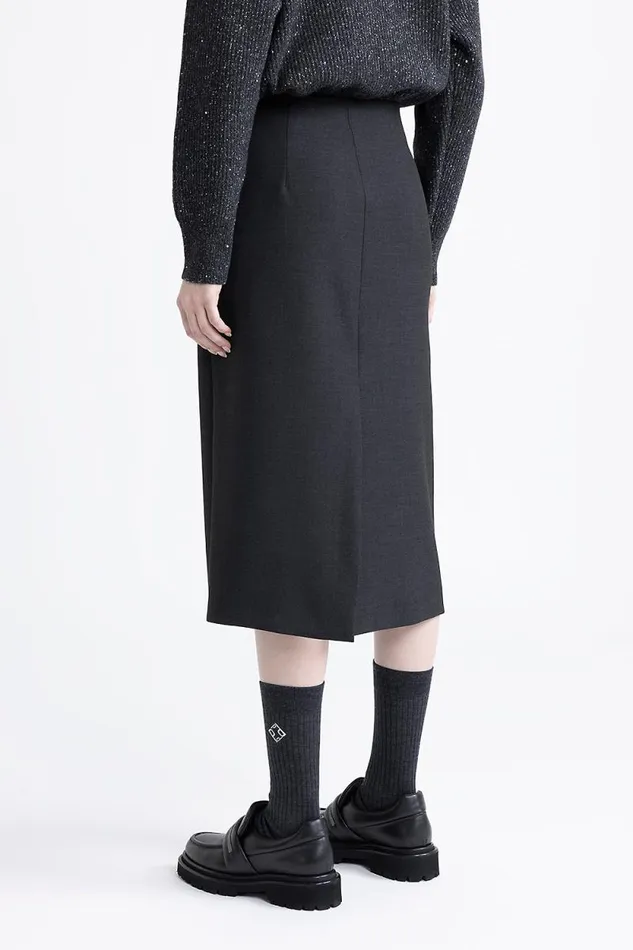 Peserico Skirts Woman Double Technical Fabric Midi Skirt Graphite Peserico Skirts Woman Double Technical Fabric Midi Skirt Graphite