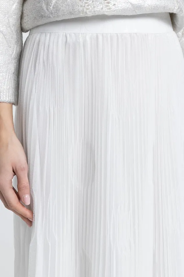 Peserico Skirts Woman Laminated Tulle Sunray Pleated Long Skirt Pure White Peserico Skirts Woman Laminated Tulle Sunray Pleated Long Skirt Pure White