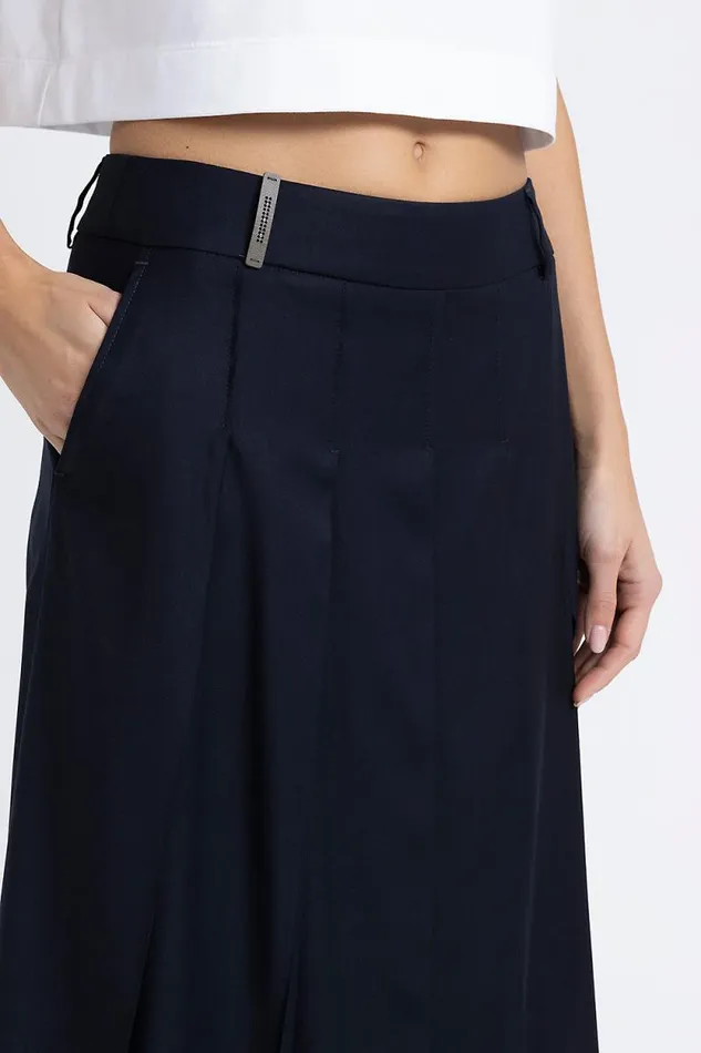 Peserico Skirts Woman Midi Skirt In Viscose Wool And Organdy Twill Inkwell Blue Peserico Skirts Woman Midi Skirt In Viscose Wool And Organdy Twill Inkwell Blue