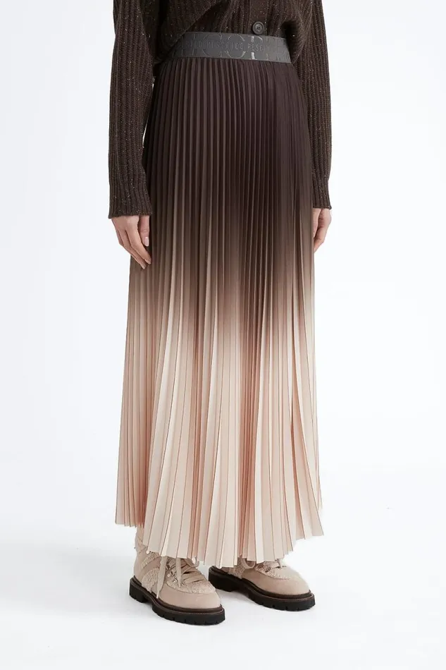 Peserico Skirts Woman Pleated Skirt With Elasticated Waist Walnut