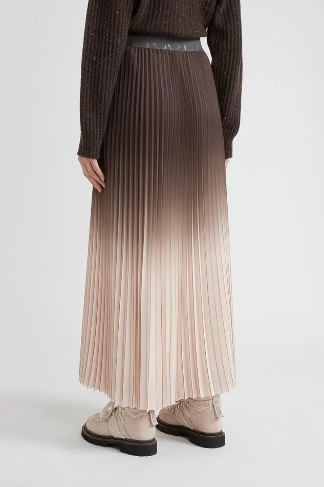 Peserico Skirts Woman Pleated Skirt With Elasticated Waist Walnut Peserico Skirts Woman Pleated Skirt With Elasticated Waist Walnut