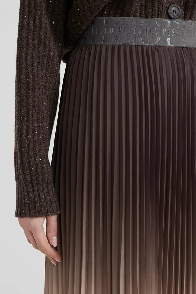 Peserico Skirts Woman Pleated Skirt With Elasticated Waist Walnut Peserico Skirts Woman Pleated Skirt With Elasticated Waist Walnut