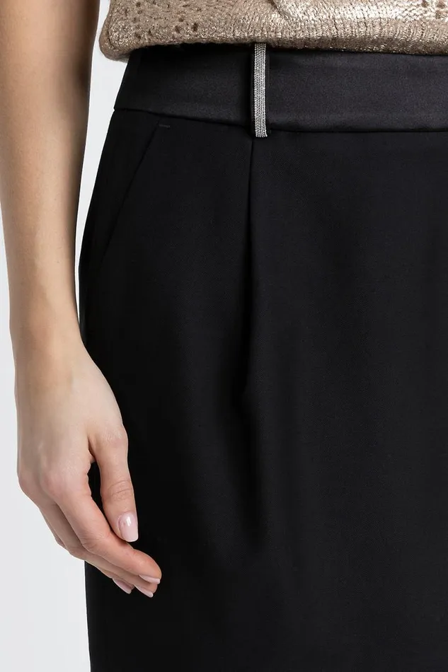 Peserico Skirts Woman Pure Wool Twill And Satin Miniskirt Black Peserico Skirts Woman Pure Wool Twill And Satin Miniskirt Black