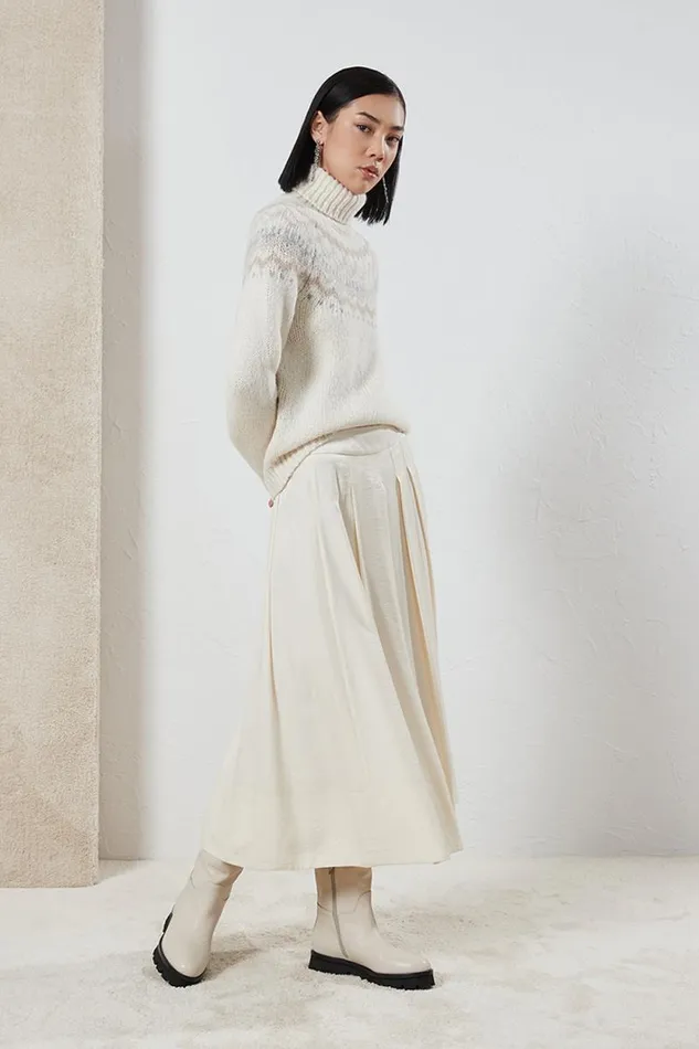 Peserico Skirts Woman Soft Touch Viscose Blend Skirt Natural White Peserico Skirts Woman Soft Touch Viscose Blend Skirt Natural White