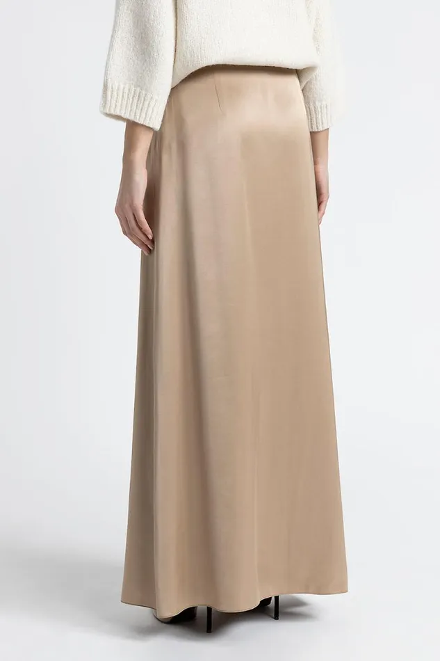Peserico Skirts Woman Viscose Satin Long Skirt Camel Peserico Skirts Woman Viscose Satin Long Skirt Camel