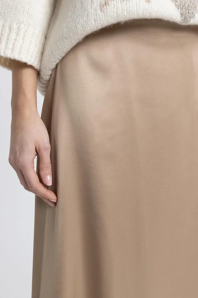 Peserico Skirts Woman Viscose Satin Long Skirt Camel Peserico Skirts Woman Viscose Satin Long Skirt Camel