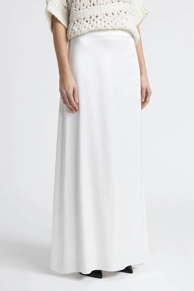 Peserico Skirts Woman Viscose Satin Long Skirt Natural White