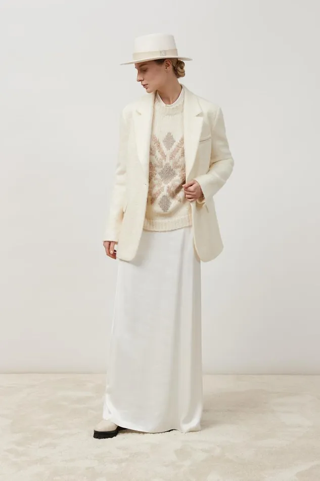 Peserico Skirts Woman Viscose Satin Long Skirt Natural White Peserico Skirts Woman Viscose Satin Long Skirt Natural White