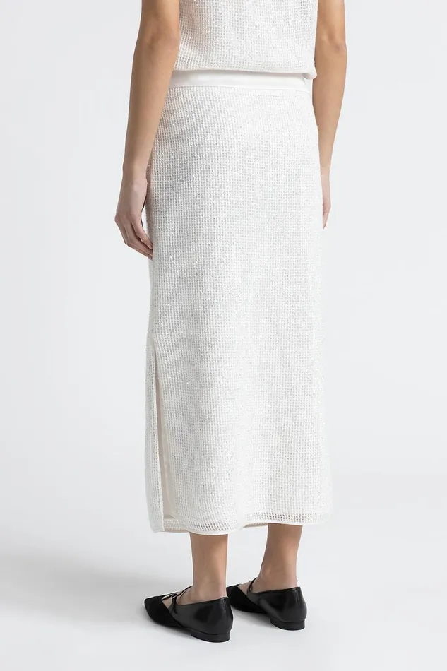 Peserico Skirts Woman Wool Mohair And Silk Mesh Long Skirt Natural White Peserico Skirts Woman Wool Mohair And Silk Mesh Long Skirt Natural White