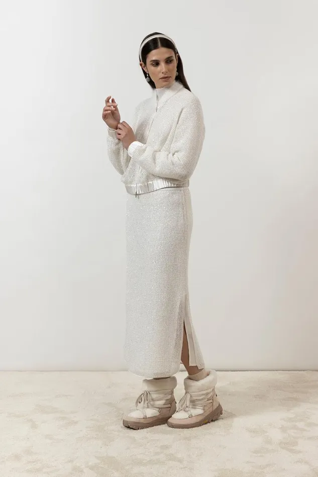 Peserico Skirts Woman Wool Mohair And Silk Mesh Long Skirt Natural White Peserico Skirts Woman Wool Mohair And Silk Mesh Long Skirt Natural White