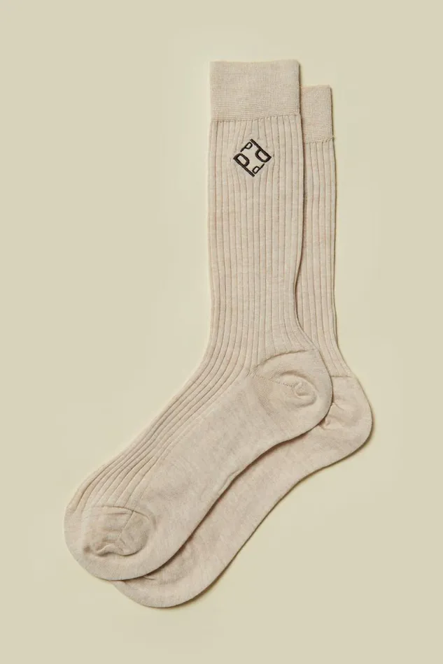 Peserico Socks Woman Embroidered Merino Wool Sock Barley