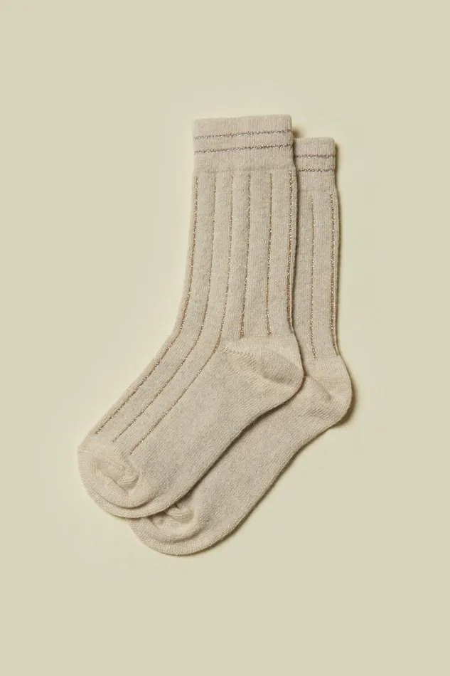 Peserico Socks Woman Lurex Socks Macchiato