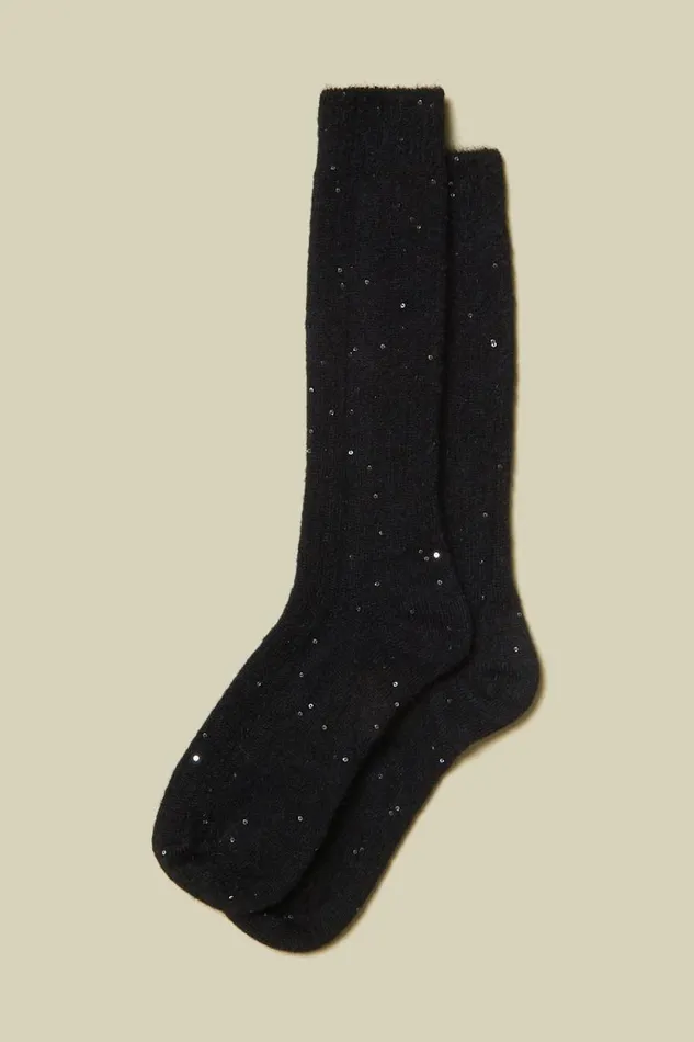 Peserico Socks Woman Mohair And Alpaca Socks With Sequins Black