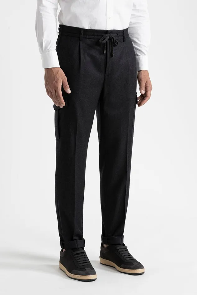 Peserico Suits And Sets ManWoman Pure Wool Trousers With Pockets Graphite