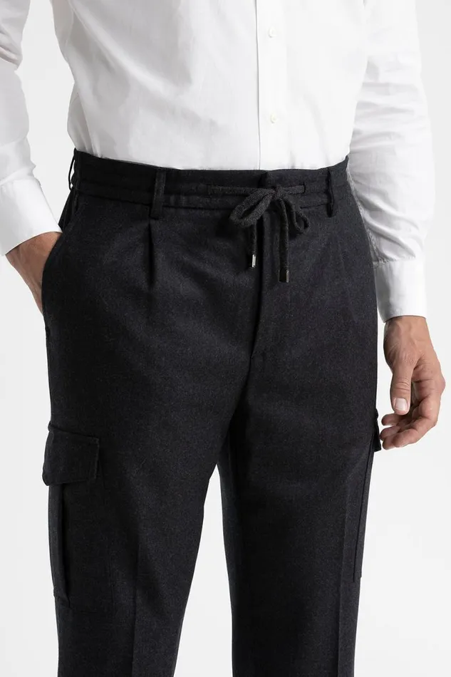 Peserico Suits And Sets ManWoman Pure Wool Trousers With Pockets Graphite Peserico Suits And Sets ManWoman Pure Wool Trousers With Pockets Graphite