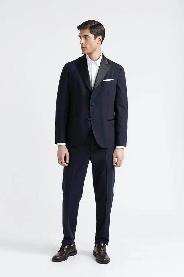 Peserico Suits And Sets ManWoman Wool And Silk Satin Classic Trousers Blue Peserico Suits And Sets ManWoman Wool And Silk Satin Classic Trousers Blue
